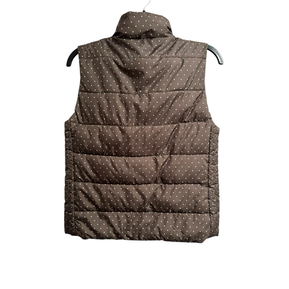Laura Ashley Polka Dot Puffer Vest Womens Small Olive Green Full Zip Pockets - Picture 16 of 16